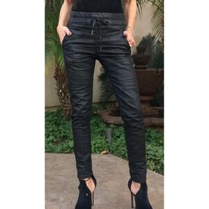 Bevy‎ Flog Women's Black Coated Cotton Blend Shely Jogger Pants Size 27